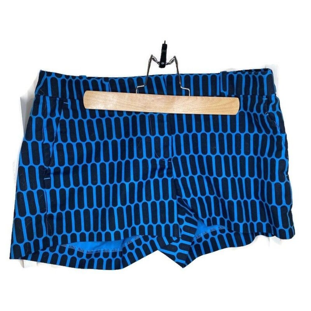 Michael Kors Shorts Womens 4 Blue Geometric Stretch Pockets Flat Front